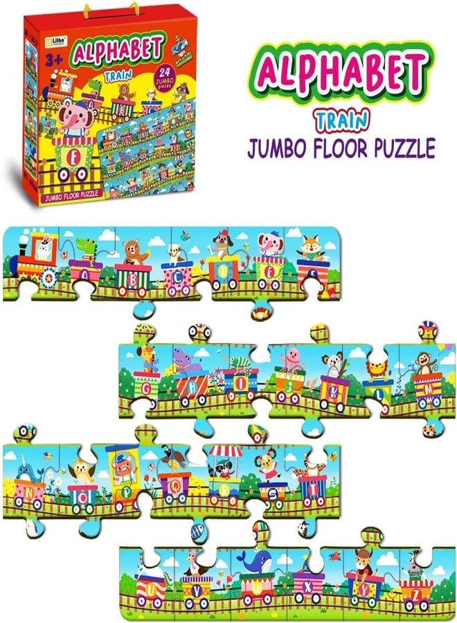 LithoConcepts Learn ABC with Fun! 24pc Alphabet Train Jumbo Floor Puzzle for Toddlers - Interactive Educational Toy for Ages 3+ - Image 3